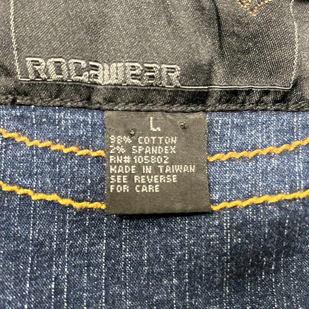NWT ROCAWEAR Denim Blue Jean Jacket Embroidered Logo Y2K Women's Large - Picture 13 of 13